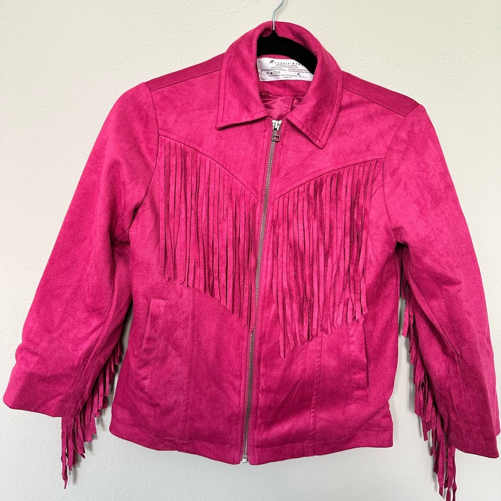 Pink suede fringe jacket
